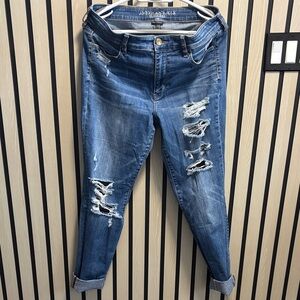 American Eagle Outfitters Ripped Blue Boyfriend Jeans